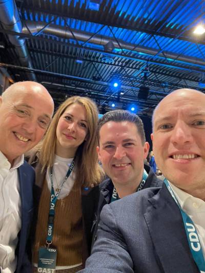 CDU Kreisvorsitzender Gottfried Milde, EU-Kandidatin Catharina Schneider, EU-Kandidat Ben Herdin L&uuml;ttges, Staatsminister Manfred Pentz